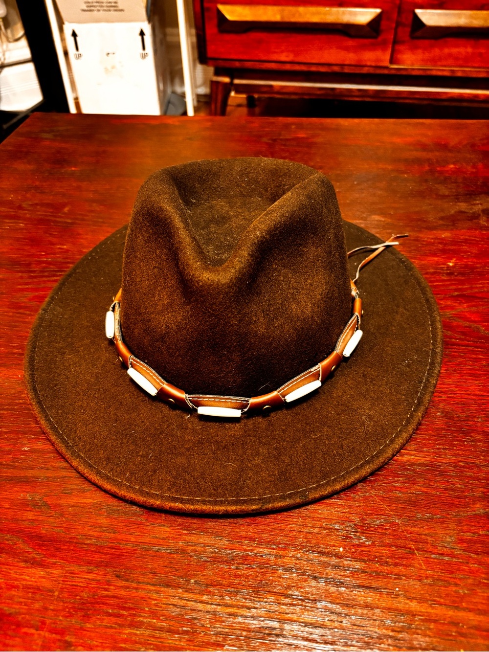 Henschel Hat Cowboy Medium Brown Wool Western Leather Wrap Rugged Mens USA